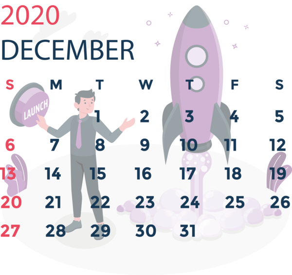Transparent New Year Design Calendar System Line for Printable 2020 Calendar for New Year