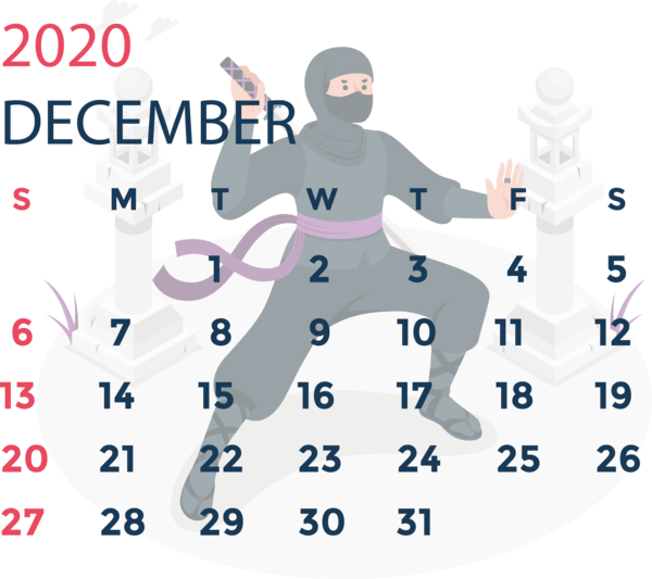 Transparent New Year Public Relations Sports equipment for Printable 2020 Calendar for New Year