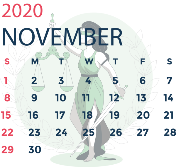 Transparent New Year Design Text Joint for Printable 2020 Calendar for New Year
