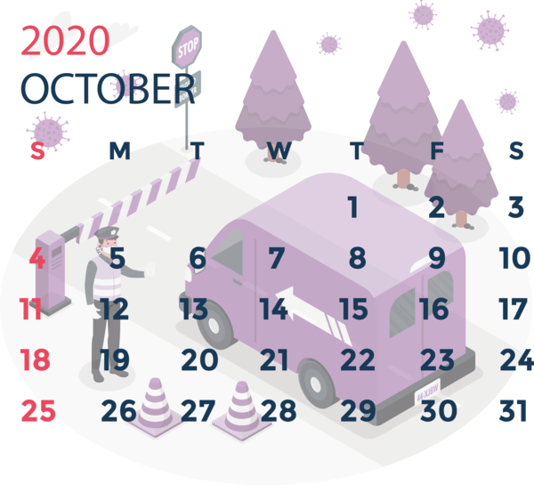 Transparent New Year Pattern Purple Design for Printable 2020 Calendar for New Year
