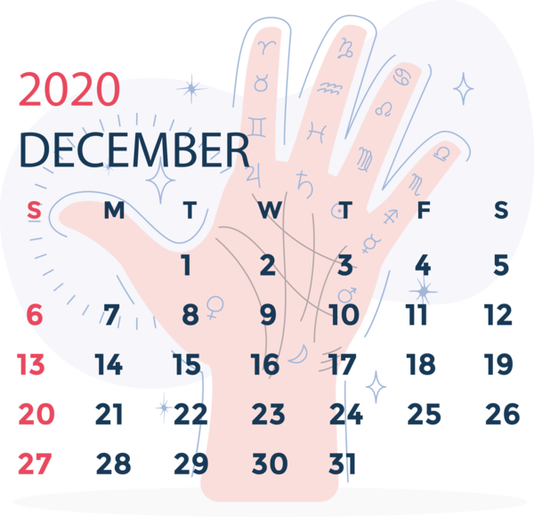 Transparent New Year Angle Line Point for Printable 2020 Calendar for New Year