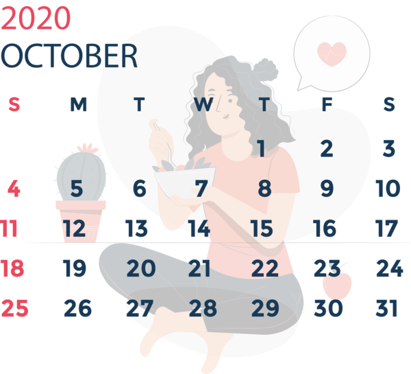 Transparent New Year Text Line Point for Printable 2020 Calendar for New Year