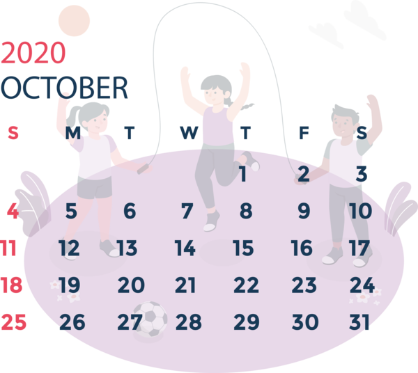 Transparent New Year Text Design Area for Printable 2020 Calendar for New Year