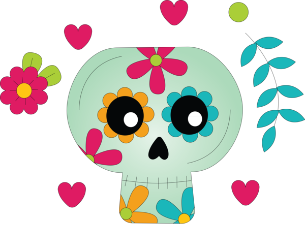 Transparent Day of the Dead Character Petal Pink M for Calavera for Day Of The Dead