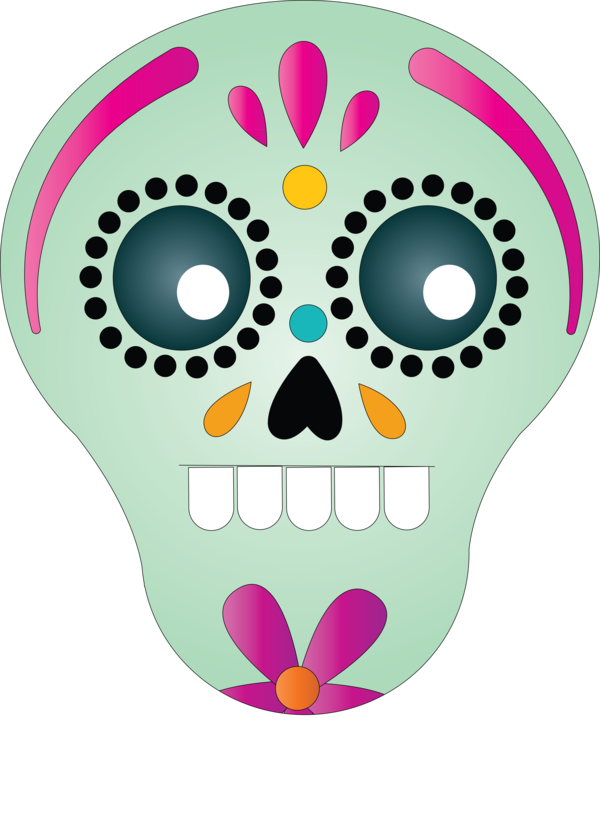 Transparent Day of the Dead Skull art Drawing for Calavera for Day Of The Dead