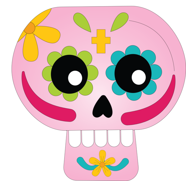 Transparent Day of the Dead Pink M Flower for Calavera for Day Of The Dead
