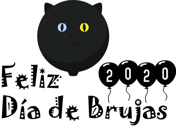 Transparent Halloween Whiskers Black cat Logo for Feliz Dia De Brujas for Halloween