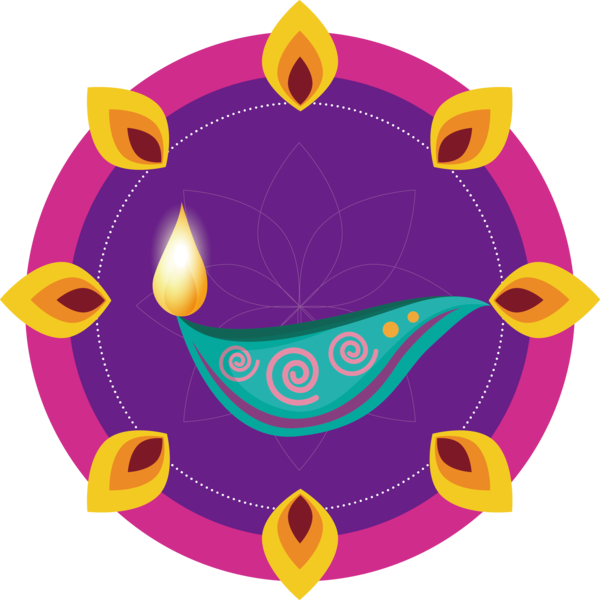 Transparent Diwali Circle Purple Design for Diya for Diwali