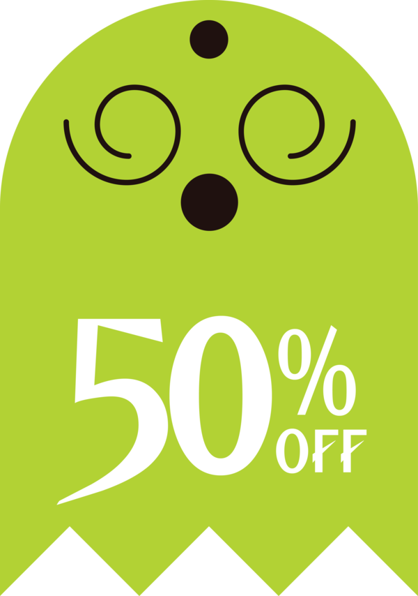 Transparent Halloween Smiley Logo Green for Halloween Sale Tags for Halloween