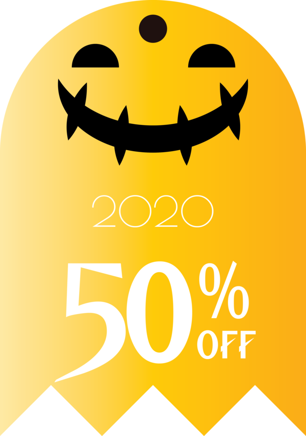 Transparent Halloween Smiley Logo Yellow for Halloween Sale Tags for Halloween