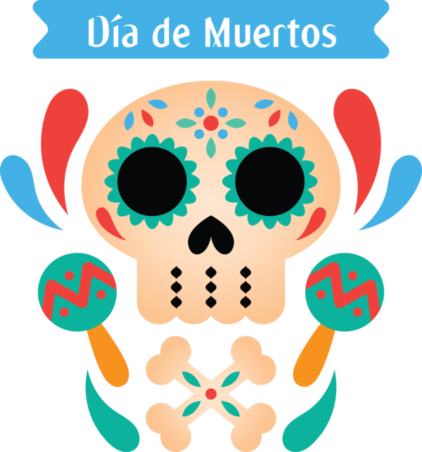 Transparent Day of the Dead Watercolor painting Logo Cartoon for Día de Muertos for Day Of The Dead