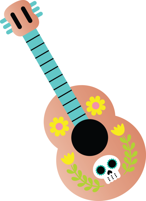 Transparent Day of the Dead Ukulele Acoustic guitar Guitar for Día de Muertos for Day Of The Dead