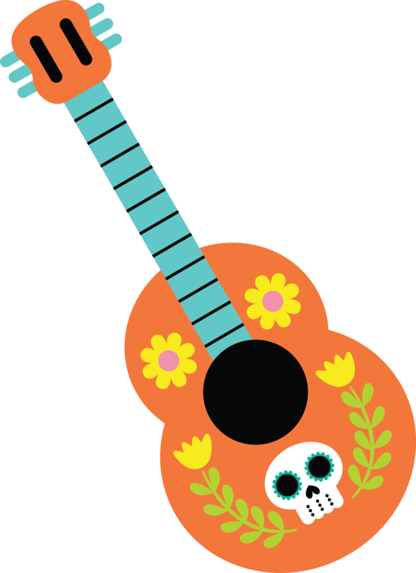 Transparent Day of the Dead Acoustic guitar Ukulele Guitar Accessory for Día de Muertos for Day Of The Dead