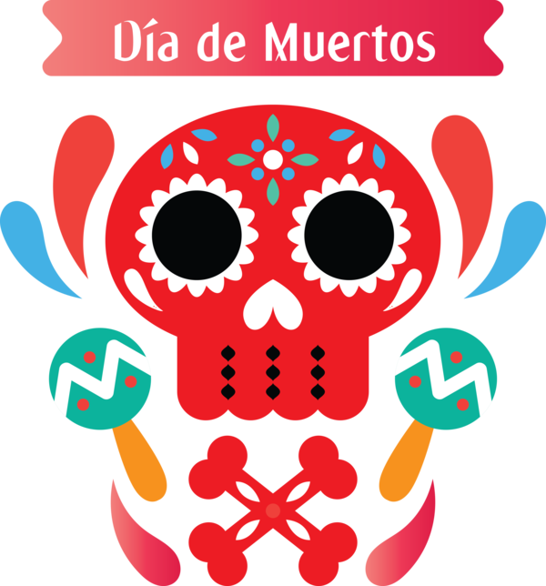 Transparent Day of the Dead Watercolor painting Cartoon Day of the Dead for Día de Muertos for Day Of The Dead