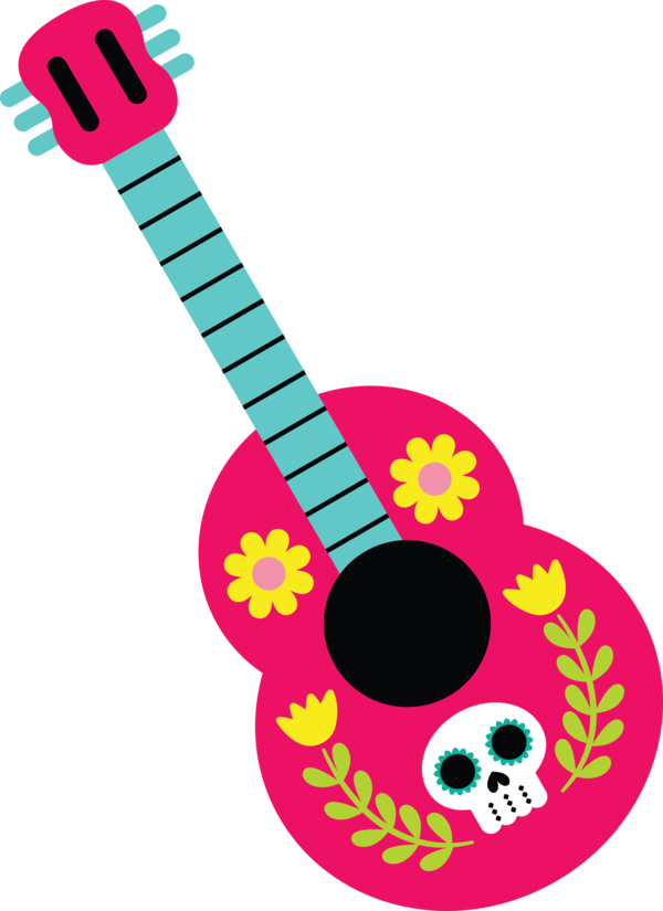 Transparent Day of the Dead Guitar Guitar Accessory Line for Día de Muertos for Day Of The Dead
