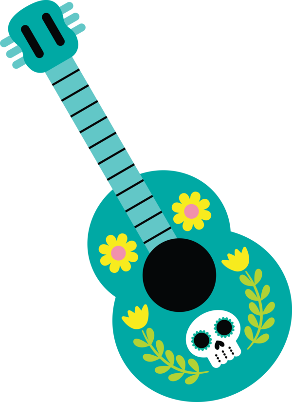 Transparent Day of the Dead Ukulele Guitar Accessory Guitar for Día de Muertos for Day Of The Dead