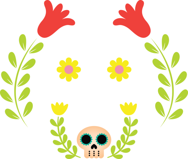 Transparent Day of the Dead Laurel wreath Bay laurel Design for Día de Muertos for Day Of The Dead