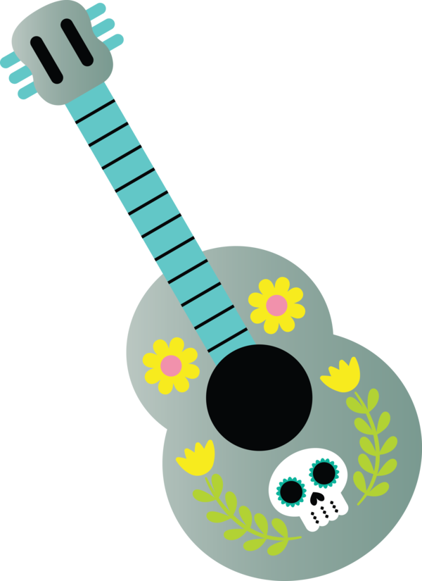 Transparent Day of the Dead Ukulele String instrument Design for Día de Muertos for Day Of The Dead