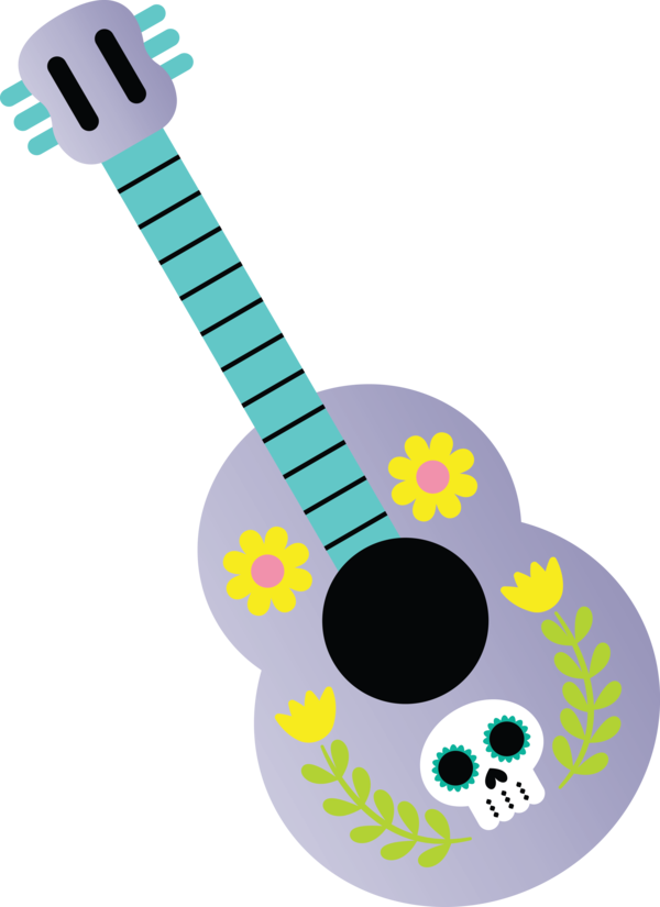 Transparent Day of the Dead Ukulele String instrument Meter for Día de Muertos for Day Of The Dead