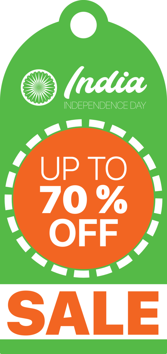 Transparent Indian Independence Day Logo Green Line for Indian Independence Day Sale for Indian Independence Day