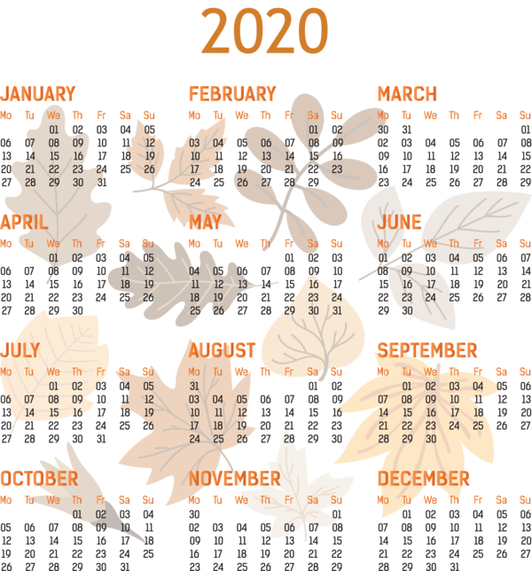 Transparent New Year Font Line Calendar System for Printable 2020 Calendar for New Year