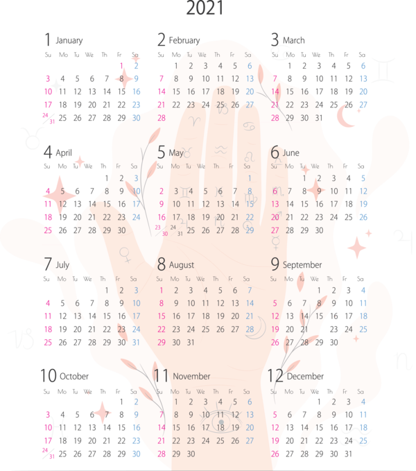 Transparent New Year Font Calendar System Line for Printable 2021 Calendar for New Year
