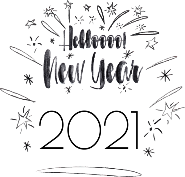 Transparent New Year Design Watercolor painting Calligraphy for Welcome 2021 for New Year