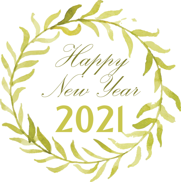 Transparent New Year Floral design Plant stem Leaf for Welcome 2021 for New Year