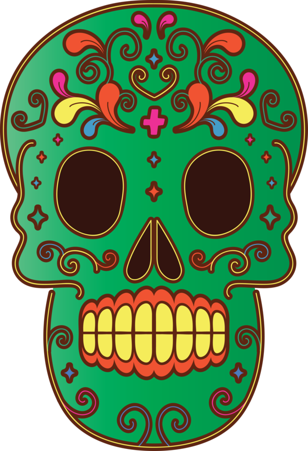 Transparent Day of the Dead Green Meter Pattern for Calavera for Day Of The Dead