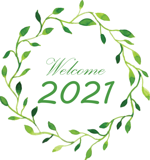 Transparent New Year Plant stem Leaf Twig for Welcome 2021 for New Year