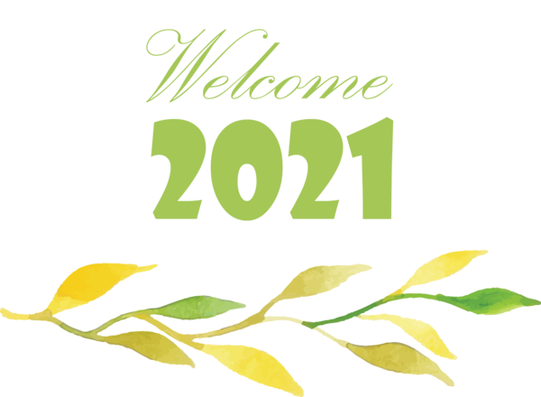 Transparent New Year Logo Font Yellow for Welcome 2021 for New Year