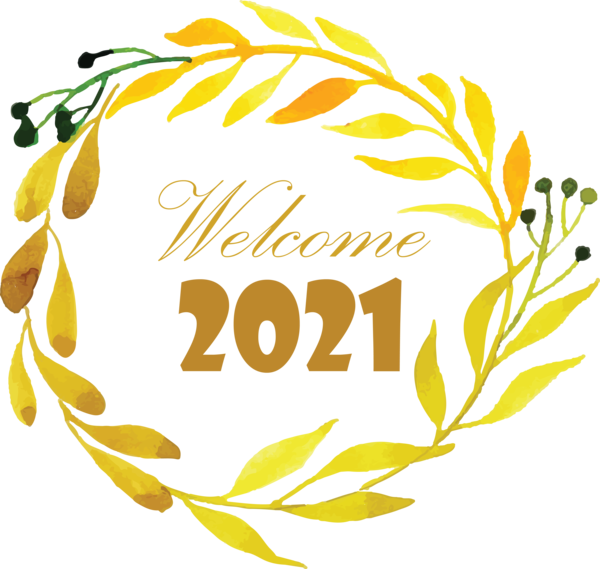 Transparent New Year Logo Floral design Design for Welcome 2021 for New Year