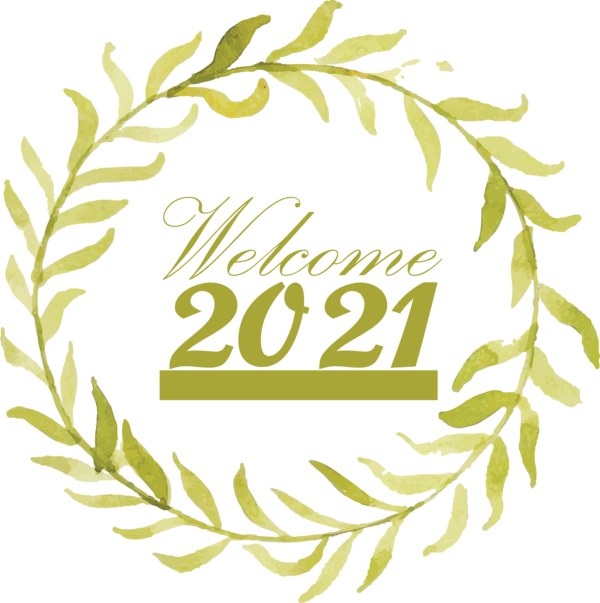 Transparent New Year Floral design Plant stem Logo for Welcome 2021 for New Year