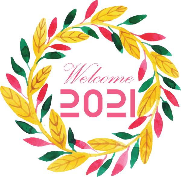 Transparent New Year Floral design Cut flowers Leaf for Welcome 2021 for New Year