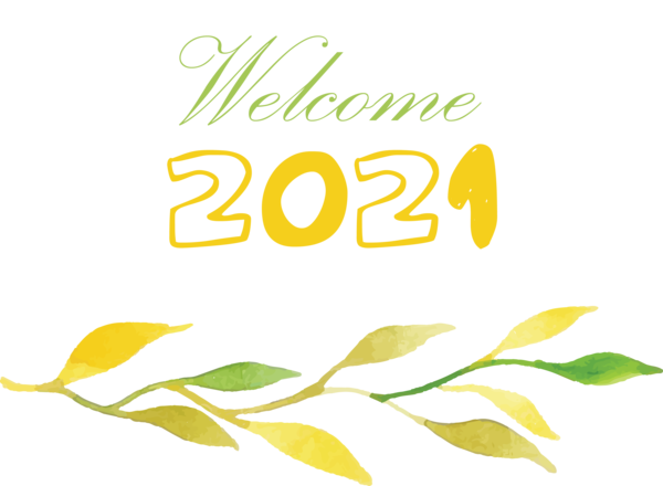Transparent New Year Floral design Logo Font for Welcome 2021 for New Year
