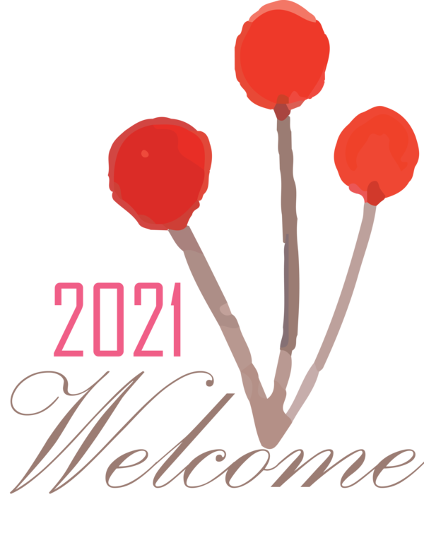 Transparent New Year Logo Meter Flower for Welcome 2021 for New Year