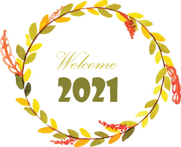 Transparent New Year Floral design Yellow Meter for Welcome 2021 for New Year