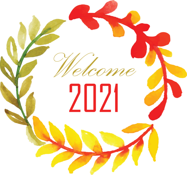 Transparent New Year Vibram FiveFingers Floral design Wreath for Welcome 2021 for New Year