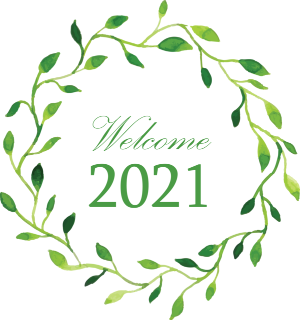 Transparent New Year Plant stem Leaf Flower for Welcome 2021 for New Year