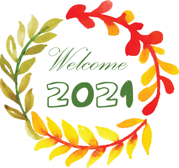 Transparent New Year Floral design Yellow Meter for Welcome 2021 for New Year