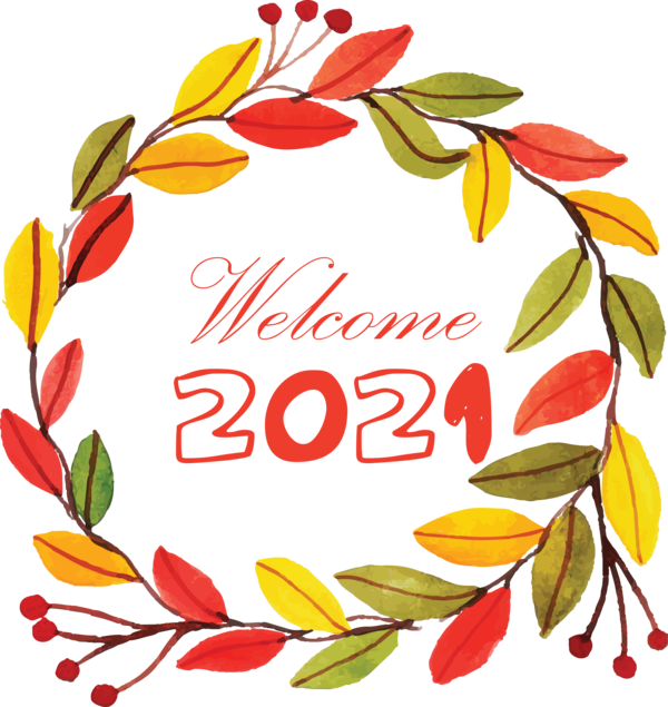 Transparent New Year Floral design Cut flowers Wreath for Welcome 2021 for New Year