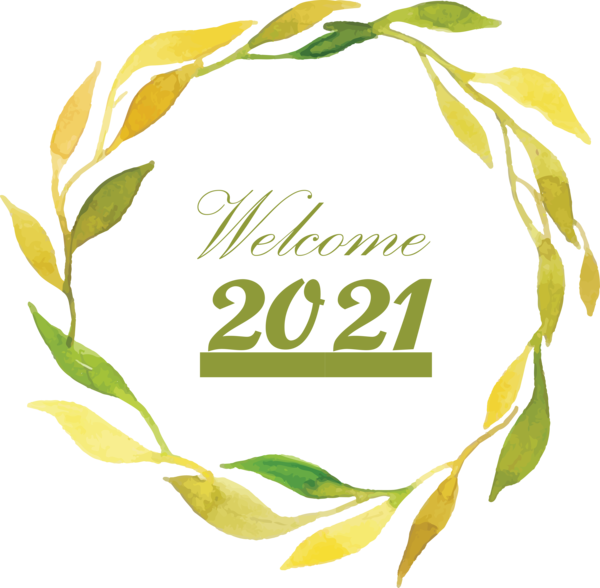 Transparent New Year Leaf Logo Yellow for Welcome 2021 for New Year