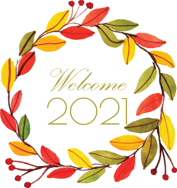 Transparent New Year Watercolor painting Floral design Vector for Welcome 2021 for New Year