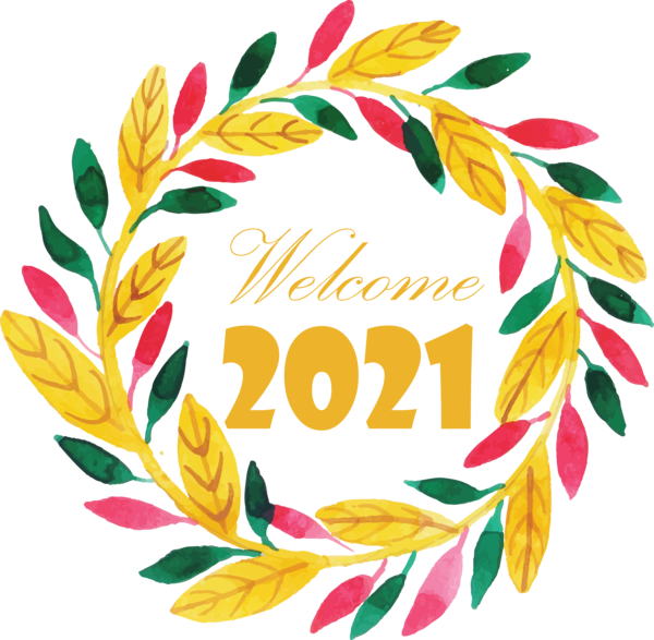Transparent New Year Floral design Leaf Meter for Welcome 2021 for New Year