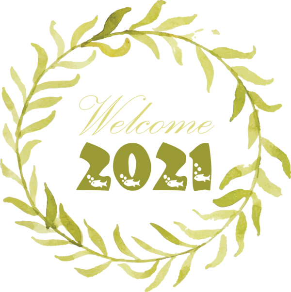 Transparent New Year Meter Floral design Logo for Welcome 2021 for New Year