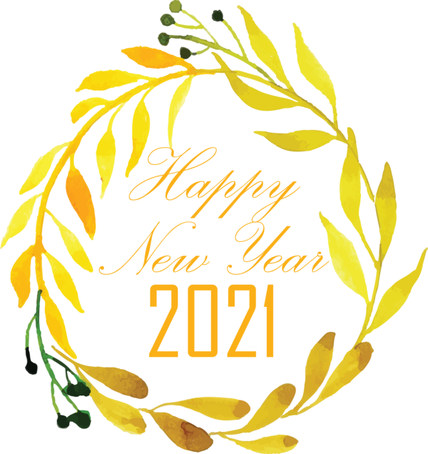 Transparent New Year Floral design Meter Logo for Welcome 2021 for New Year