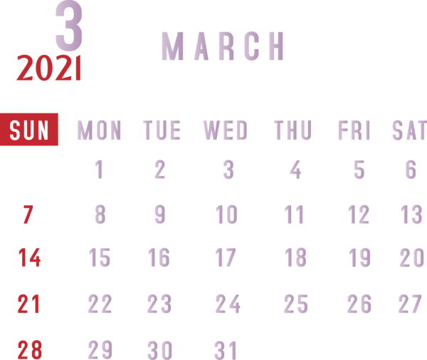 Transparent New Year Line Font Point for Printable 2021 Calendar for New Year