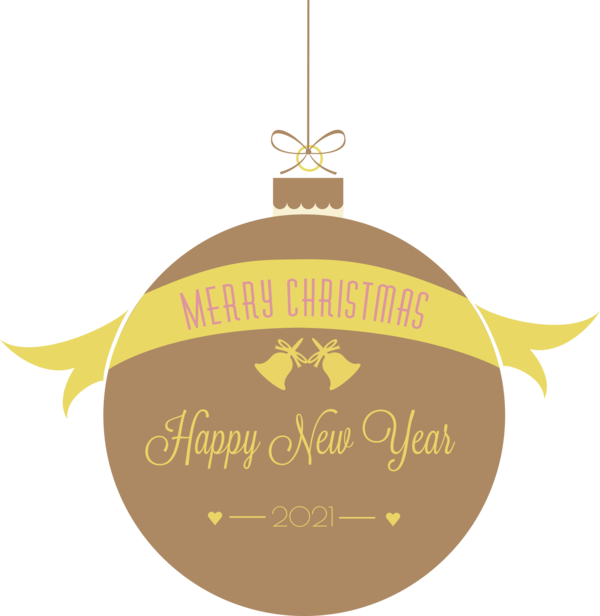Transparent New Year Christmas ornament Logo Font for Happy New Year 2021 for New Year