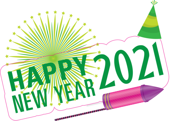 Transparent New Year Logo Font Green for Happy New Year 2021 for New Year