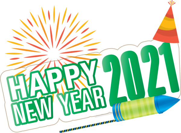 Transparent New Year Logo Meter Green for Happy New Year 2021 for New Year